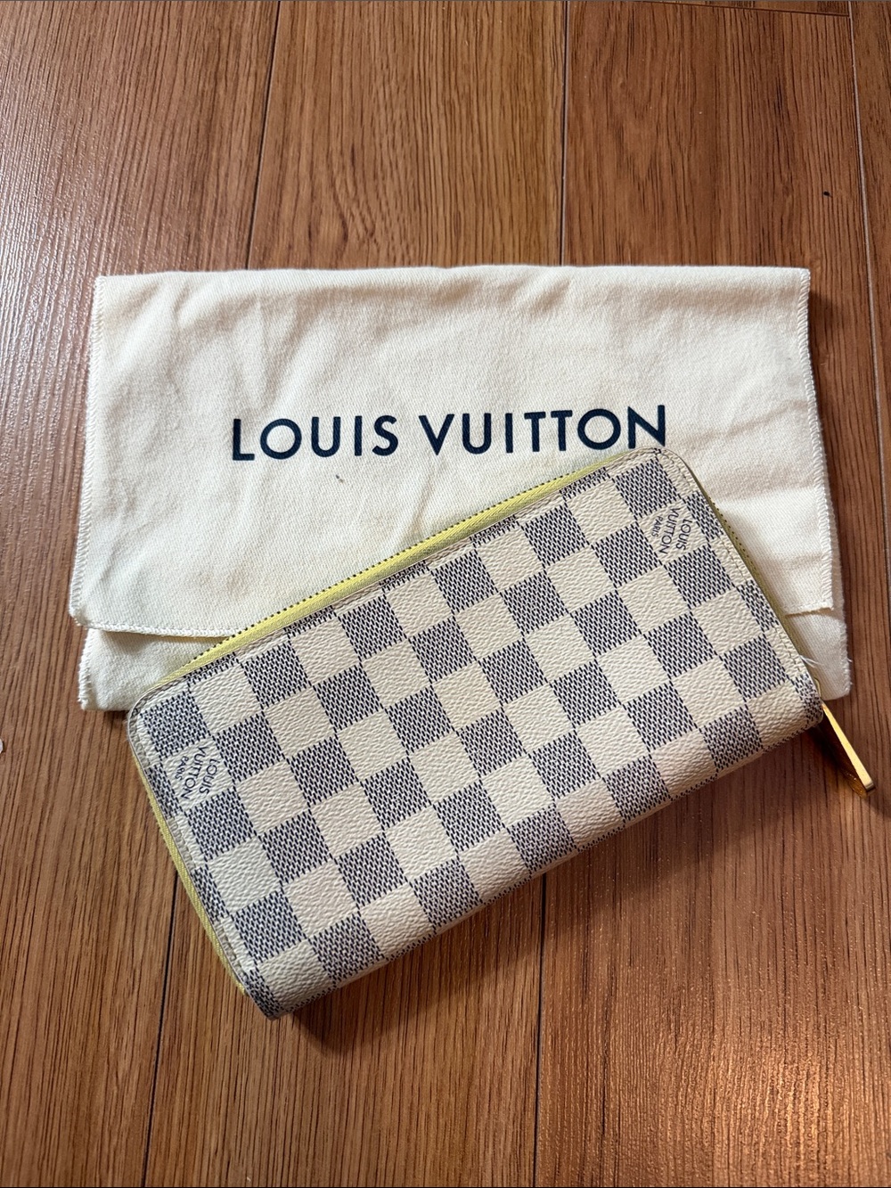 Louis Vuitton Damier Azur Zip Wallet - Cream & Blue (yellow interior)